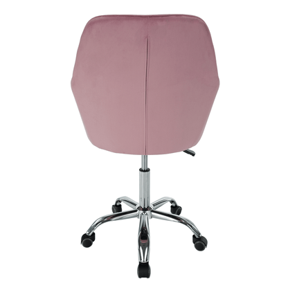 Scaun de birou, țesătură de catifea roz / crom, KLIAN