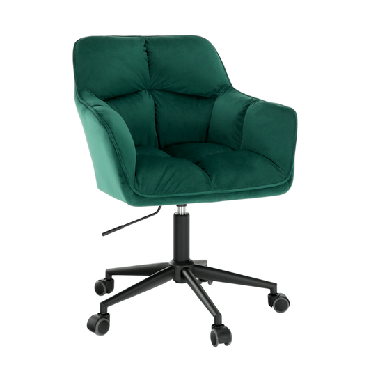 Office armchair, emerald velvet material / metal, HAGRID
