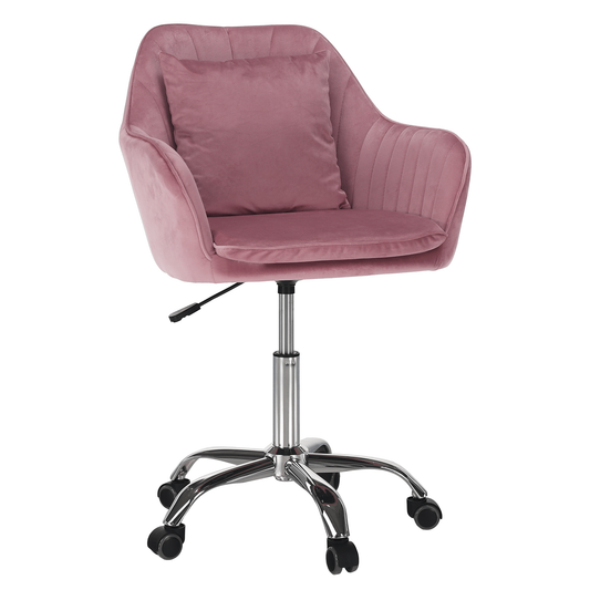 Office chair, pink velvet fabric / chrome, KLIAN