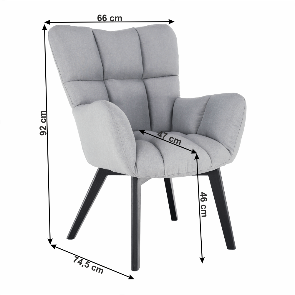 Design armchair, grey/black, FONDAR