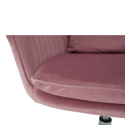 Office chair, pink velvet fabric / chrome, KLIAN