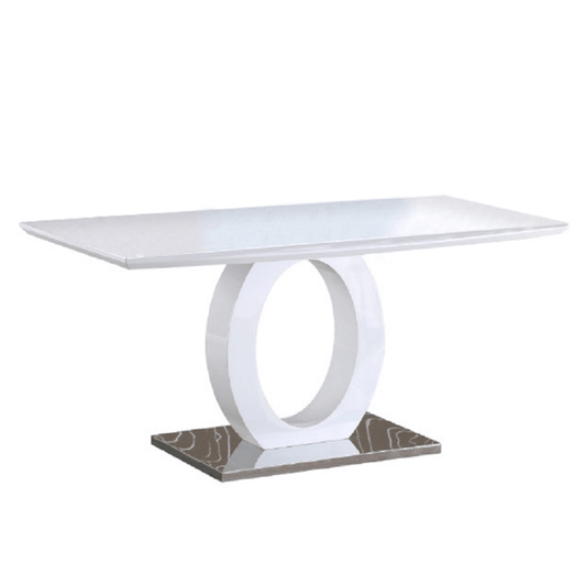 Dining table, extra glossy white HG/steel, 150x80 cm, ZARNI