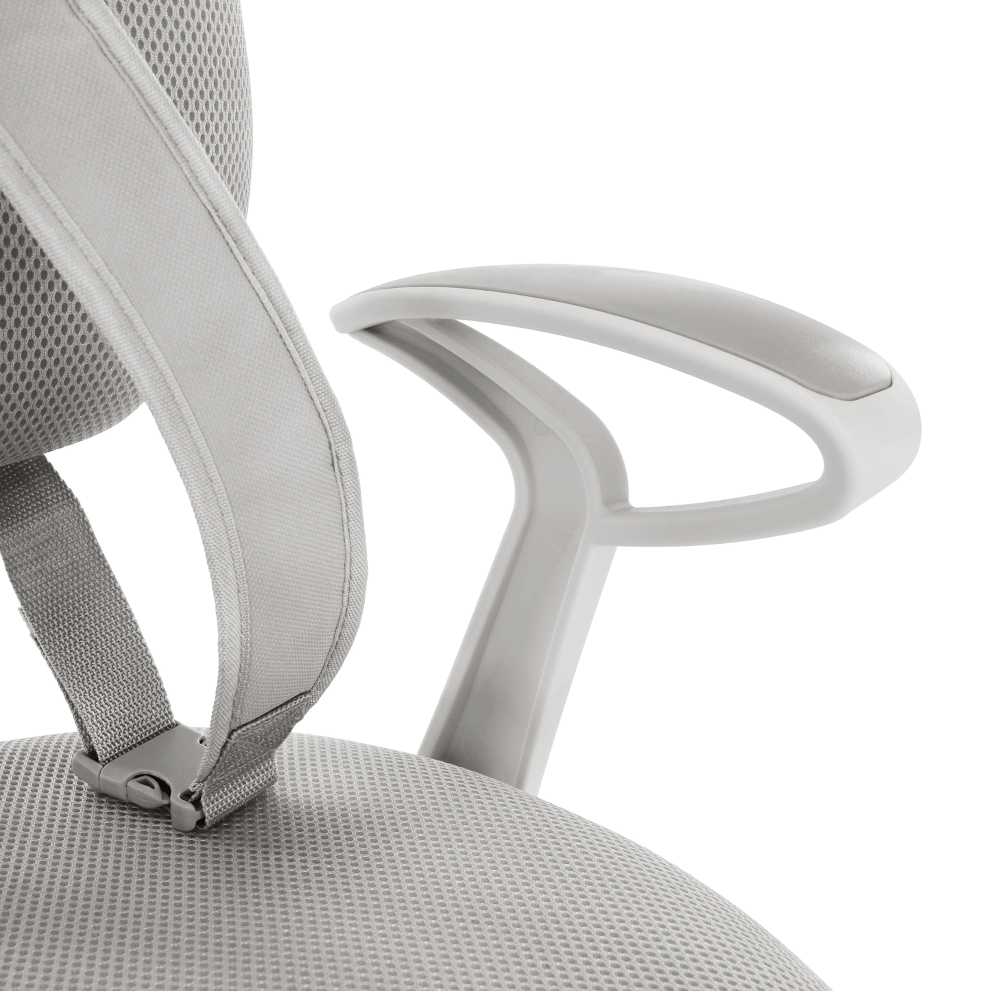 Adjustable chair with footrest and straps, grey/white, ANAIS