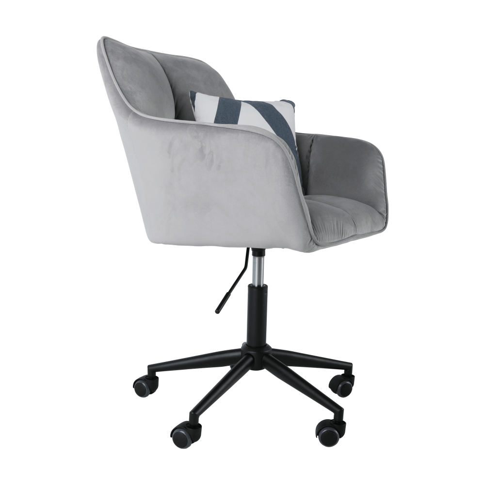 Office armchair, gray velvet material / metal, HAGRID