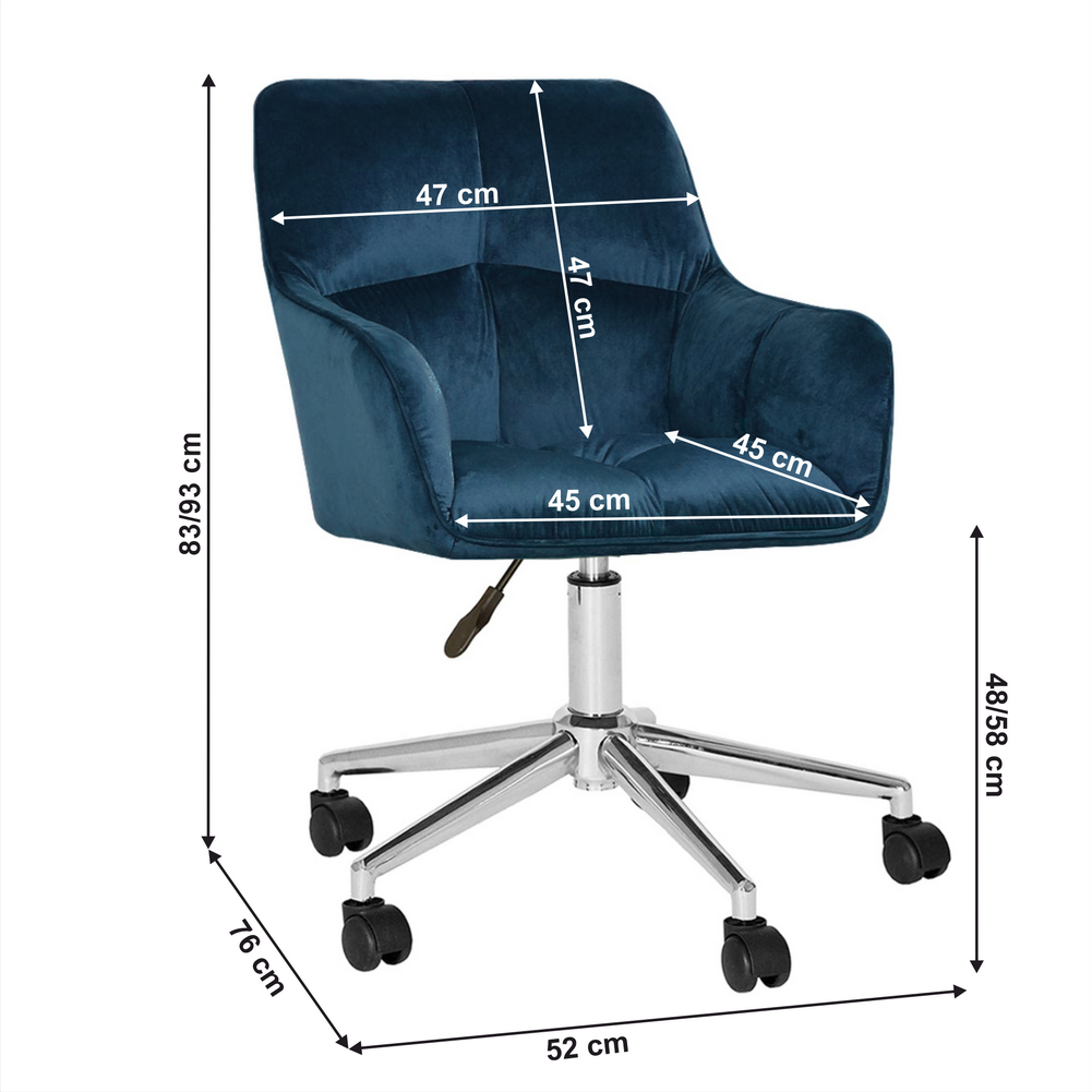 Office armchair, bluish gray/chrome velvet material, HAGRID NEW
