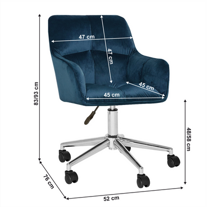 Office armchair, bluish gray/chrome velvet material, HAGRID NEW