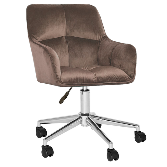Office armchair, brown/chrome velvet material, HAGRID NEW