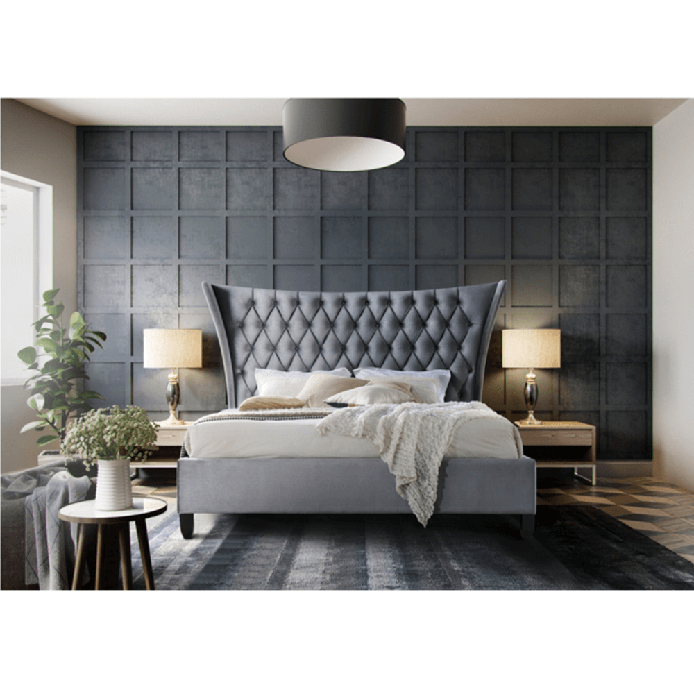 Double bed, gray/wenge fabric, 160x200, ALESIA