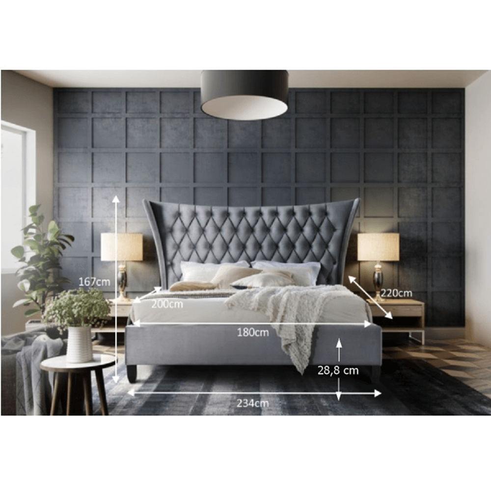 Double bed, gray/wenge fabric, 160x200, ALESIA