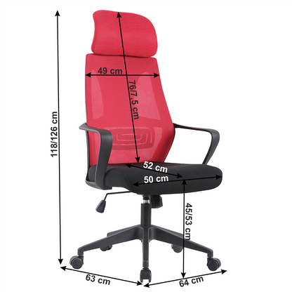 Office armchair, black / raspberry TAXIS
