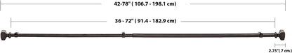 2.5 cm curtain rail, adjustable 91 - 183 cm + 35.6 cm rings, espresso (dark bronze)