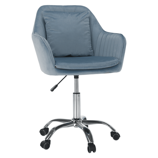 Office chair, blue velvet fabric / chrome, KLIAN