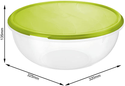 Bowl with lid, Rotho Rondo plastic (PP) without BPA, 6 l transparent/green