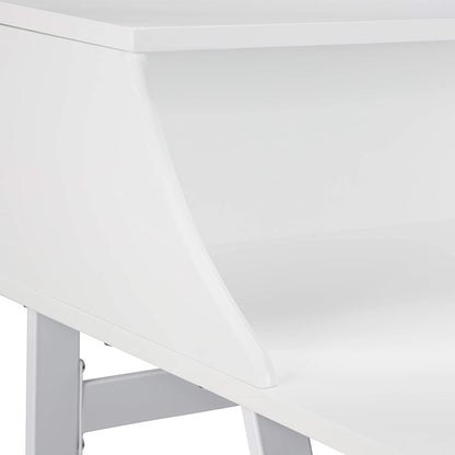 Relaxdays desk, wood and metal, white, 92x129x60 cm