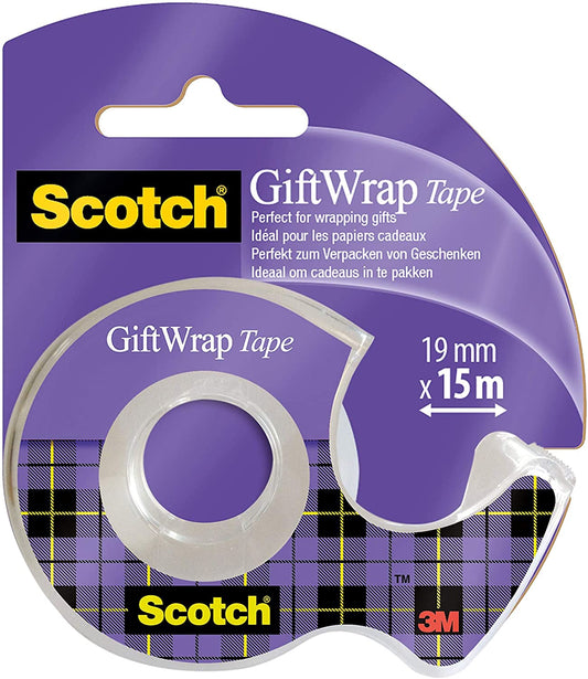 Scotch adhesive tape, 19 mm x 15 m, for packaging, dispenser