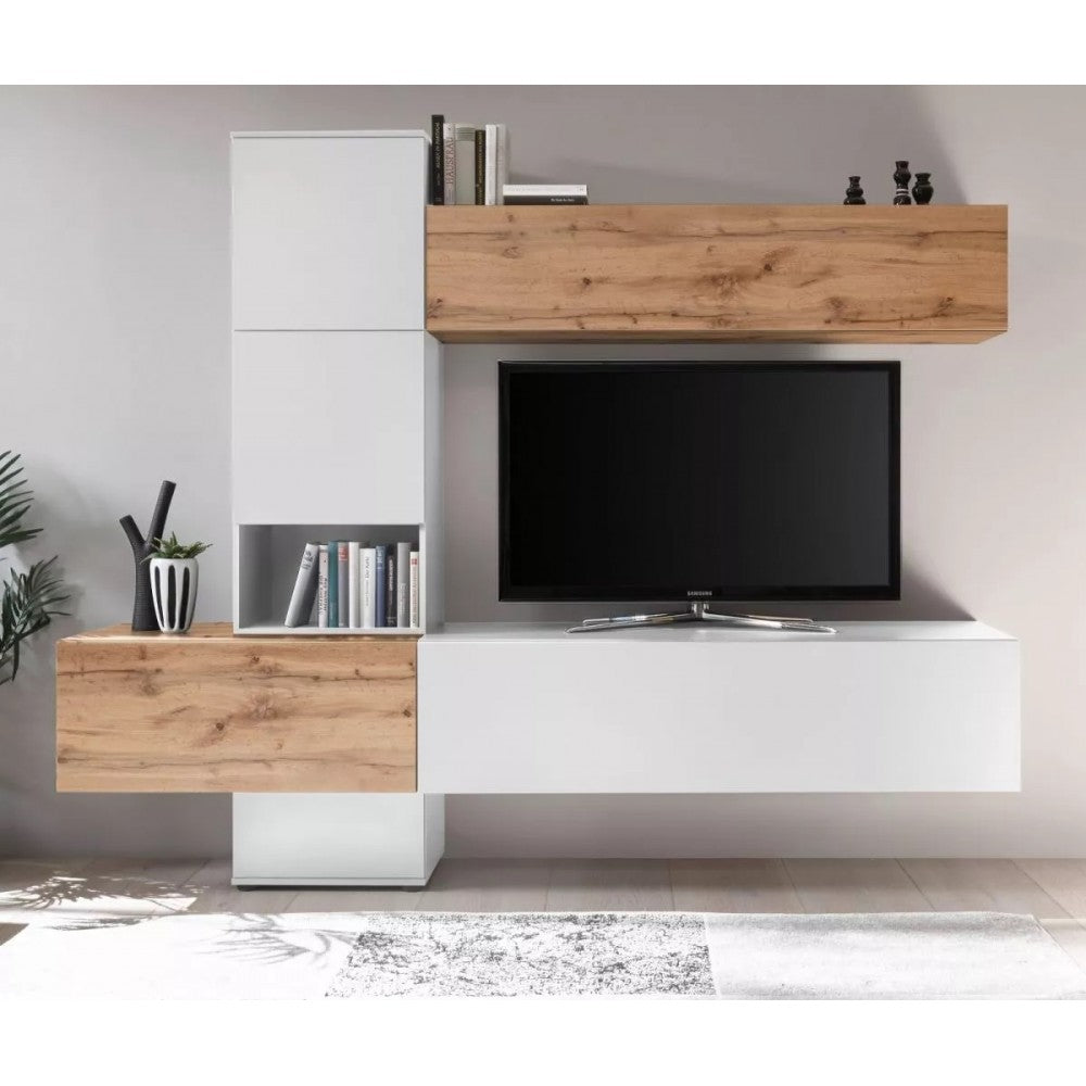 Living room Design-e, white and Wotan oak, 240 x 196 cm