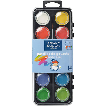 Lefranc &amp; Bourgeois watercolors with brush, 12 colors