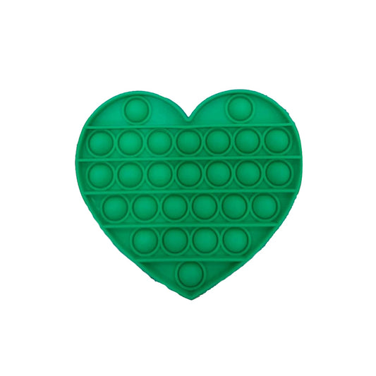 Heart-shaped Pop-it anti-stress toy, green, silicone, 15×13 cm