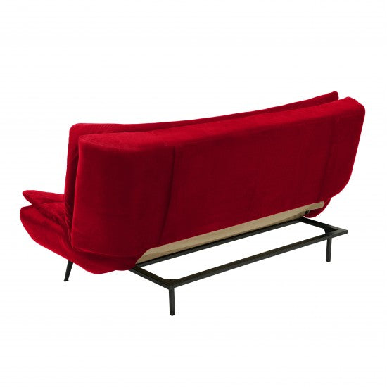 Jaguar 3-seater extendable sofa, red velvet, 114x190 cm