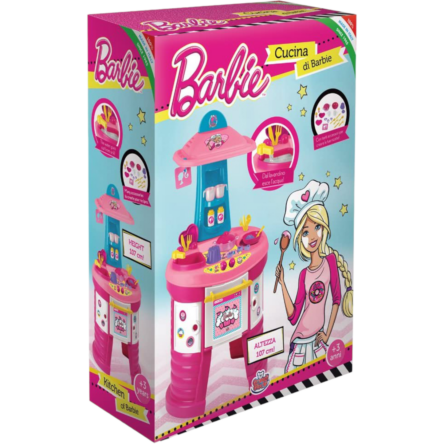 Set de joaca Barbie – bucatarie si accesorii, 107 cm, roz