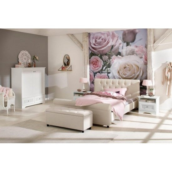 Zena upholstered bed, cream 100x200 cm