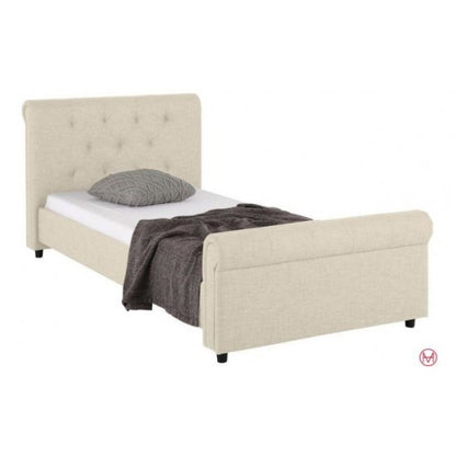 Zena upholstered bed, cream 100x200 cm