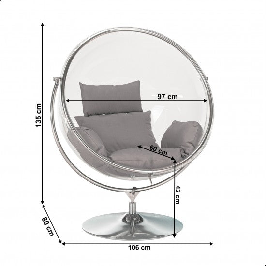 Suspended chair with support, transparent/ silver/ grey, LIMA TYPE 2