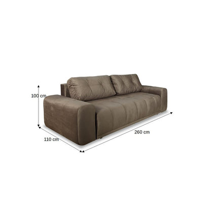 Brown Dreamer Extendable Sofa, 260 x 110 x 100 Cm