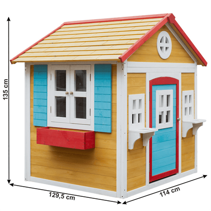 Wooden garden house for children natural / white / blue / red, AVILO