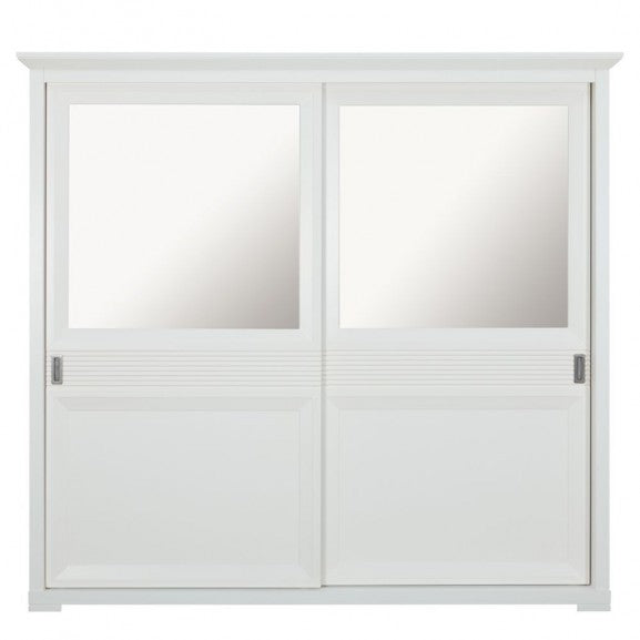 Bedroom wardrobe with 2 sliding doors Verona Bianco, White, 219 Cm