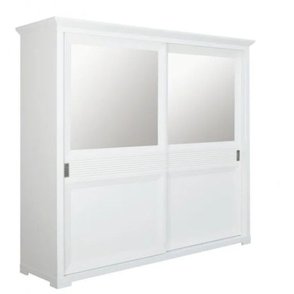 Bedroom wardrobe with 2 sliding doors Verona Bianco, White, 219 Cm