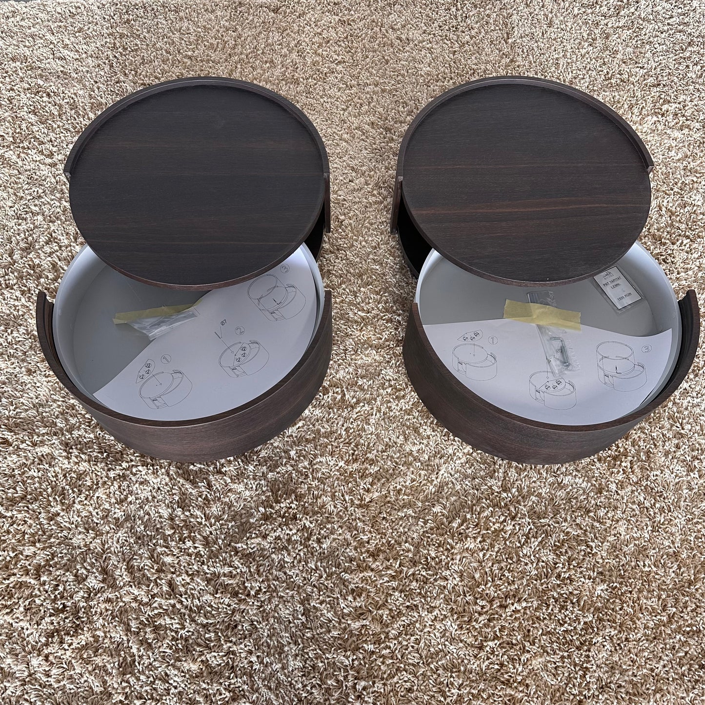 Set of 2 RITA bedside tables, wenge, 57 cm diameter