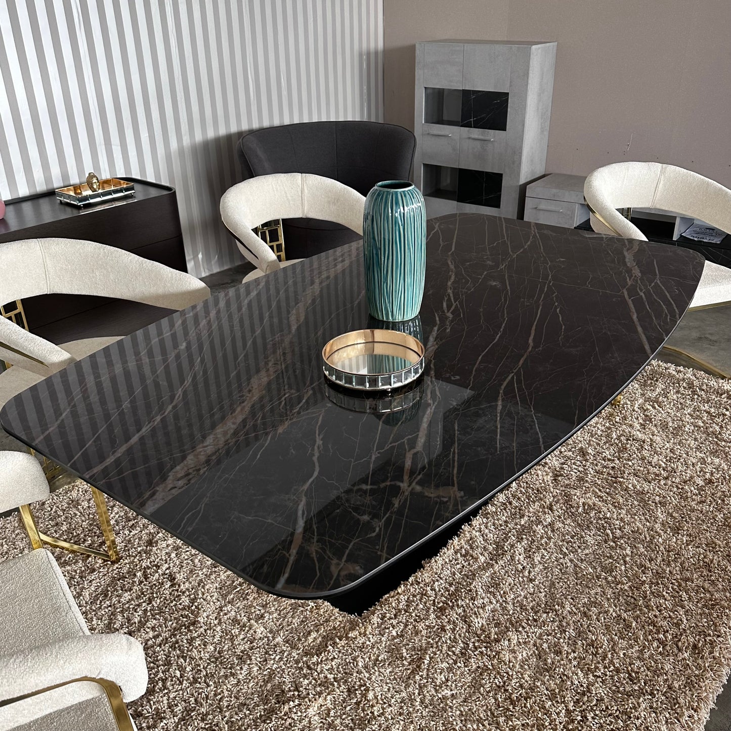 ALBERTO dining table, marble top, 200x120x70 cm