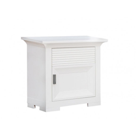 Bedside table with 1 door and 1 drawer Verona Bianco White, 59.5 Cm